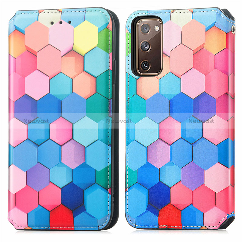 Leather Case Stands Fashionable Pattern Flip Cover Holder S02D for Samsung Galaxy S20 FE 5G