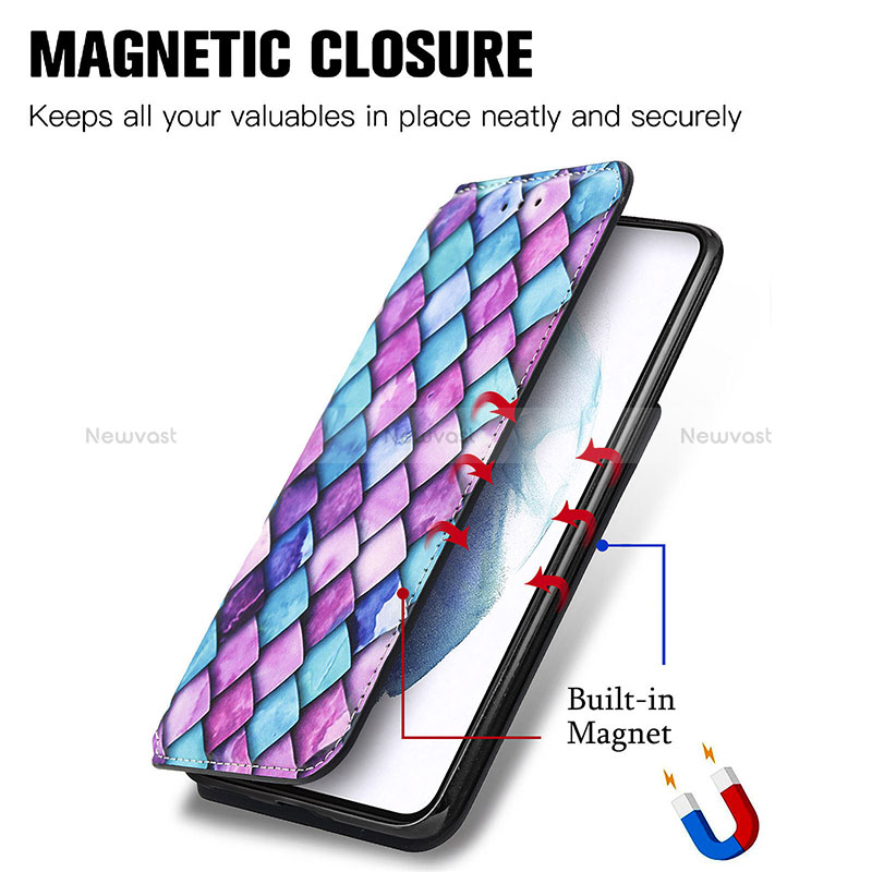 Leather Case Stands Fashionable Pattern Flip Cover Holder S02D for Samsung Galaxy S22 Plus 5G