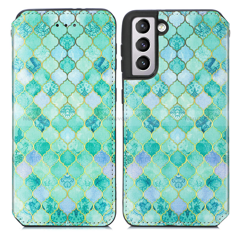 Leather Case Stands Fashionable Pattern Flip Cover Holder S02D for Samsung Galaxy S22 Plus 5G