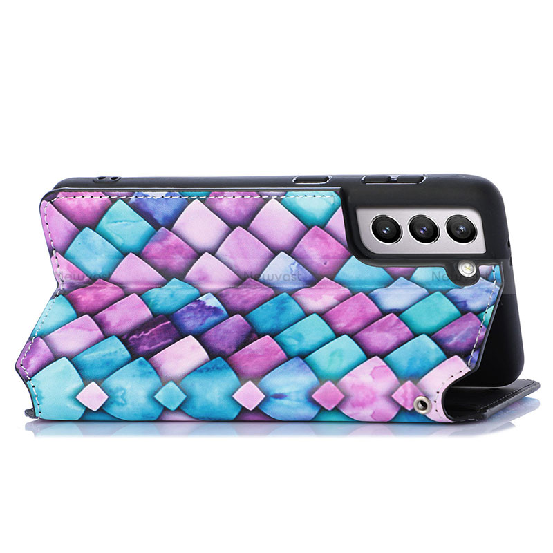 Leather Case Stands Fashionable Pattern Flip Cover Holder S02D for Samsung Galaxy S22 Plus 5G