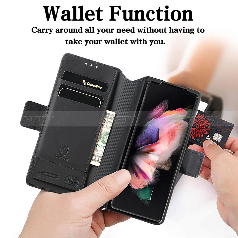 Leather Case Stands Fashionable Pattern Flip Cover Holder S02D for Samsung Galaxy Z Fold4 5G