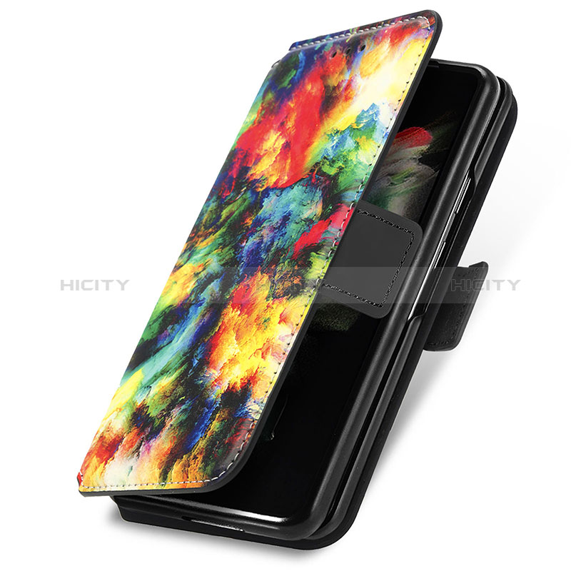 Leather Case Stands Fashionable Pattern Flip Cover Holder S02D for Samsung Galaxy Z Fold4 5G