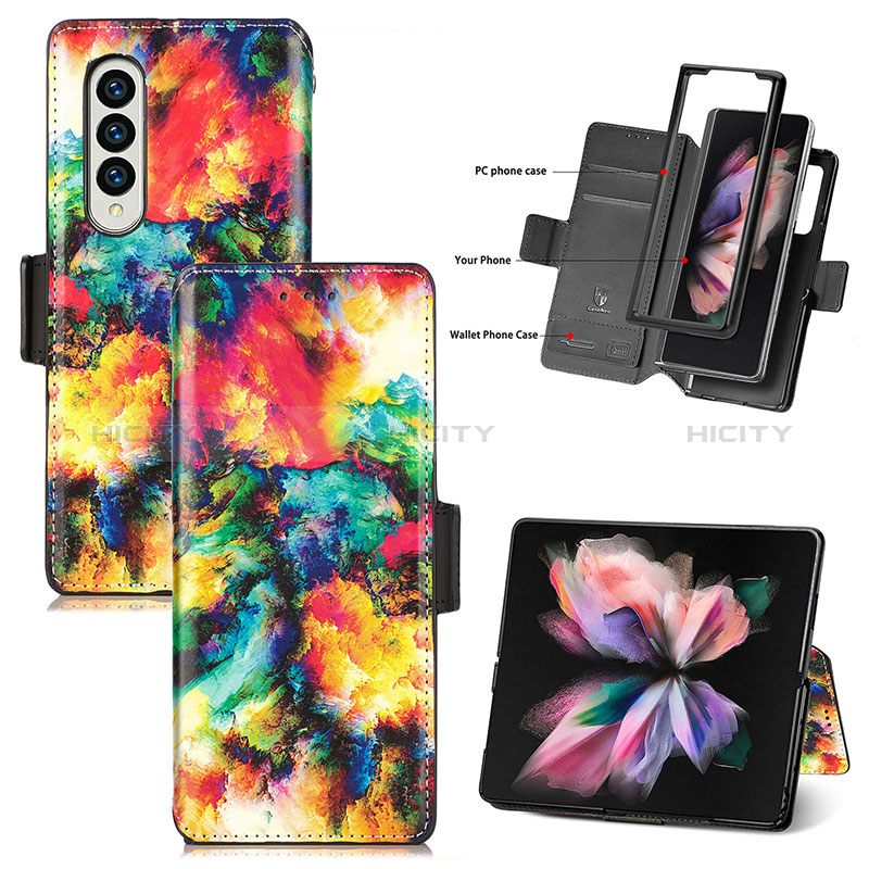 Leather Case Stands Fashionable Pattern Flip Cover Holder S02D for Samsung Galaxy Z Fold4 5G