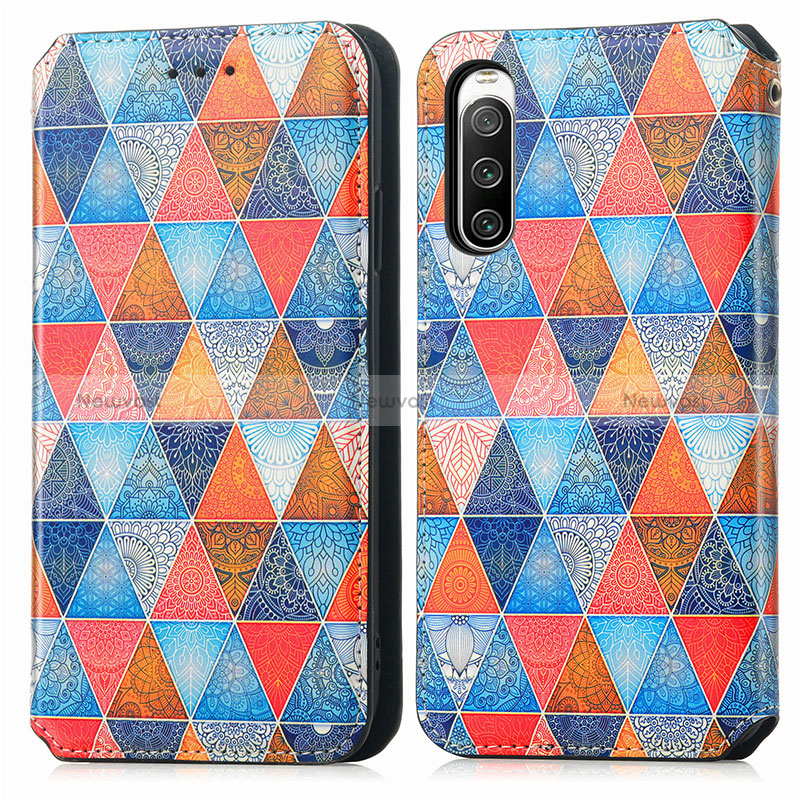 Leather Case Stands Fashionable Pattern Flip Cover Holder S02D for Sony Xperia 10 IV