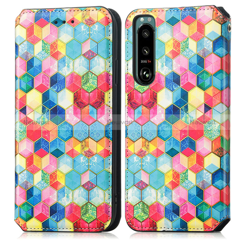 Leather Case Stands Fashionable Pattern Flip Cover Holder S02D for Sony Xperia 5 IV