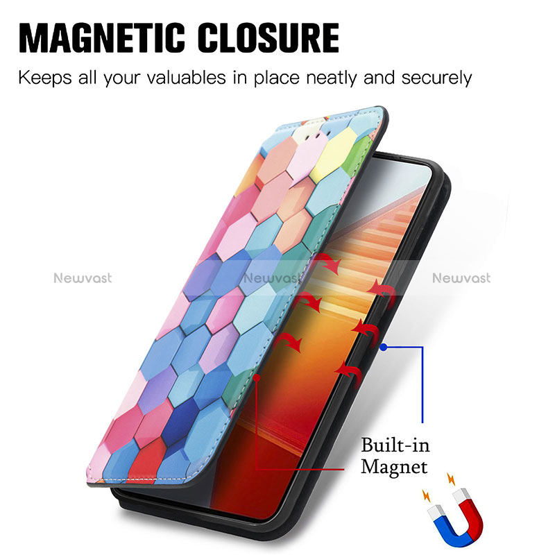Leather Case Stands Fashionable Pattern Flip Cover Holder S02D for Vivo iQOO 10 5G