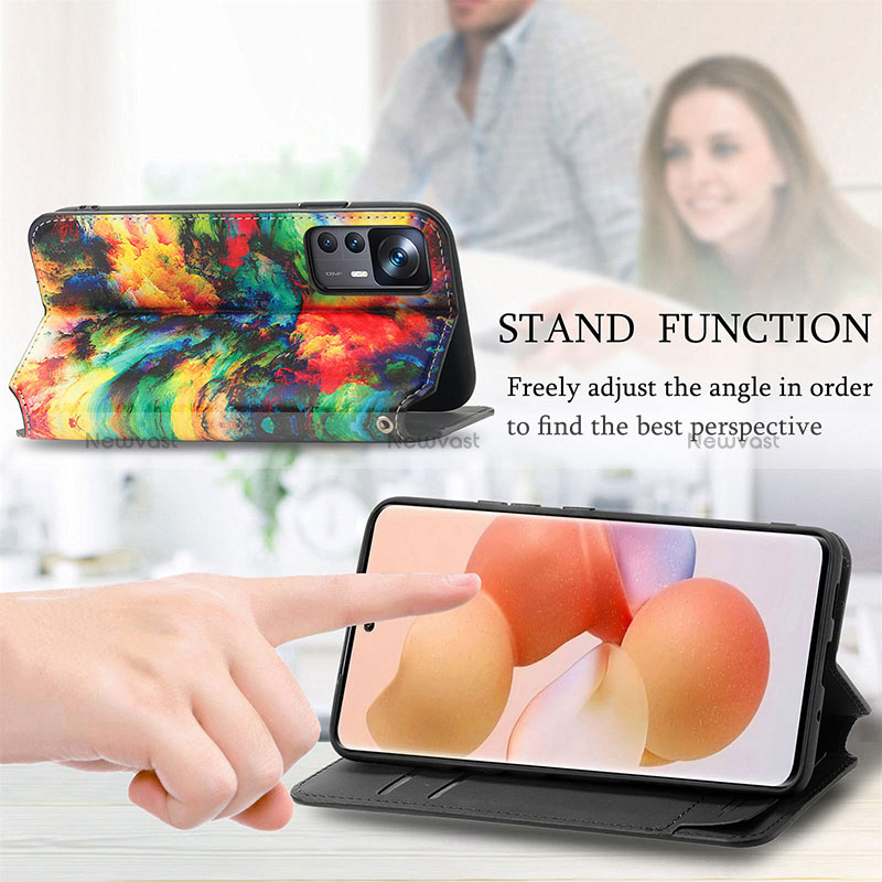 Leather Case Stands Fashionable Pattern Flip Cover Holder S02D for Xiaomi Mi 12T Pro 5G