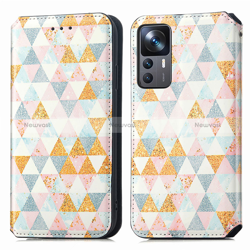 Leather Case Stands Fashionable Pattern Flip Cover Holder S02D for Xiaomi Mi 12T Pro 5G