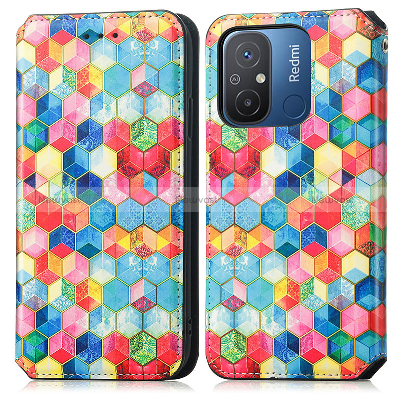 Leather Case Stands Fashionable Pattern Flip Cover Holder S02D for Xiaomi Poco C55