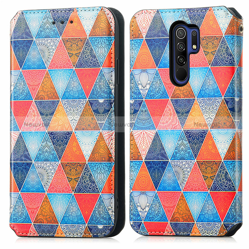 Leather Case Stands Fashionable Pattern Flip Cover Holder S02D for Xiaomi Redmi 9 Prime India