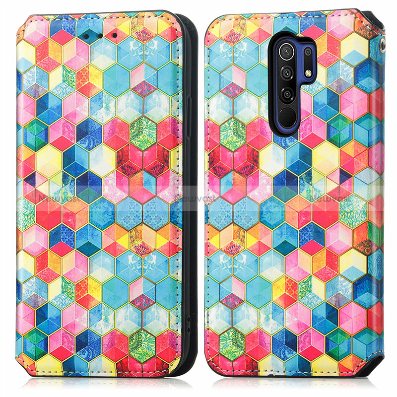 Leather Case Stands Fashionable Pattern Flip Cover Holder S02D for Xiaomi Redmi 9 Prime India
