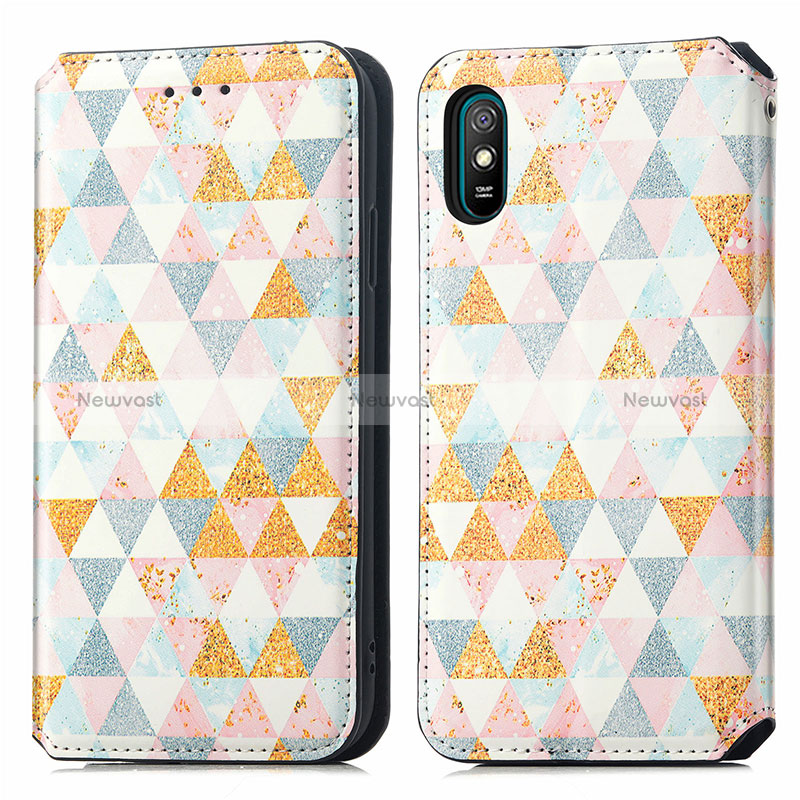 Leather Case Stands Fashionable Pattern Flip Cover Holder S02D for Xiaomi Redmi 9AT
