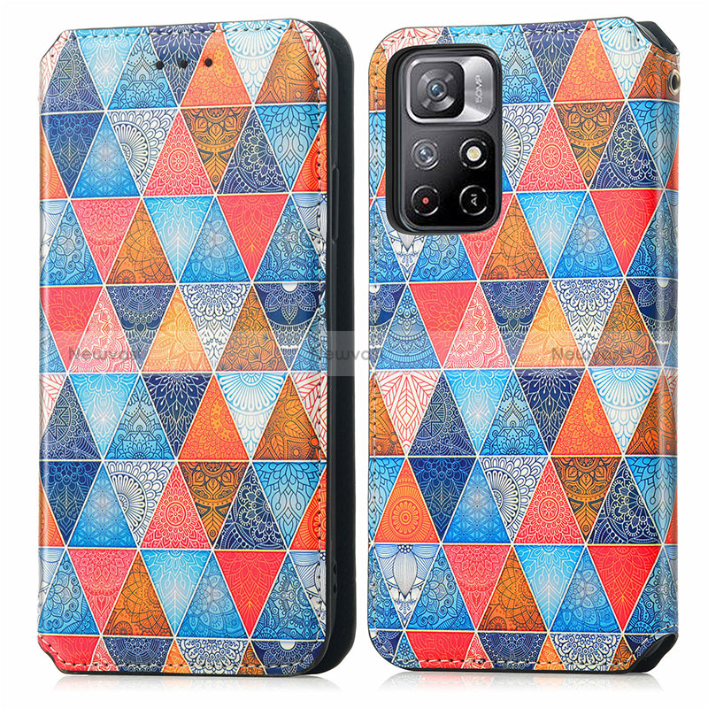 Leather Case Stands Fashionable Pattern Flip Cover Holder S02D for Xiaomi Redmi Note 11S 5G