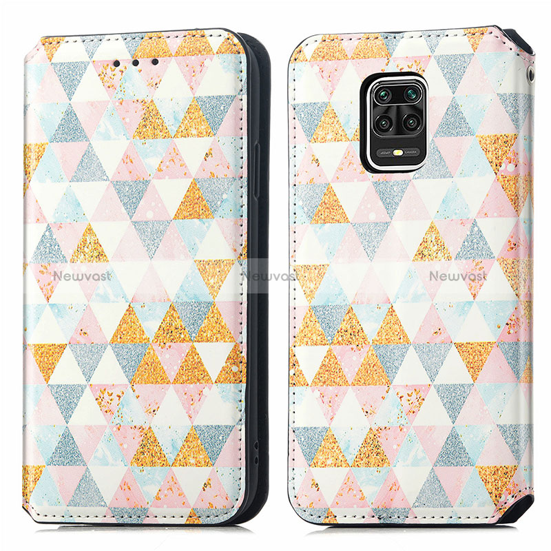 Leather Case Stands Fashionable Pattern Flip Cover Holder S02D for Xiaomi Redmi Note 9 Pro