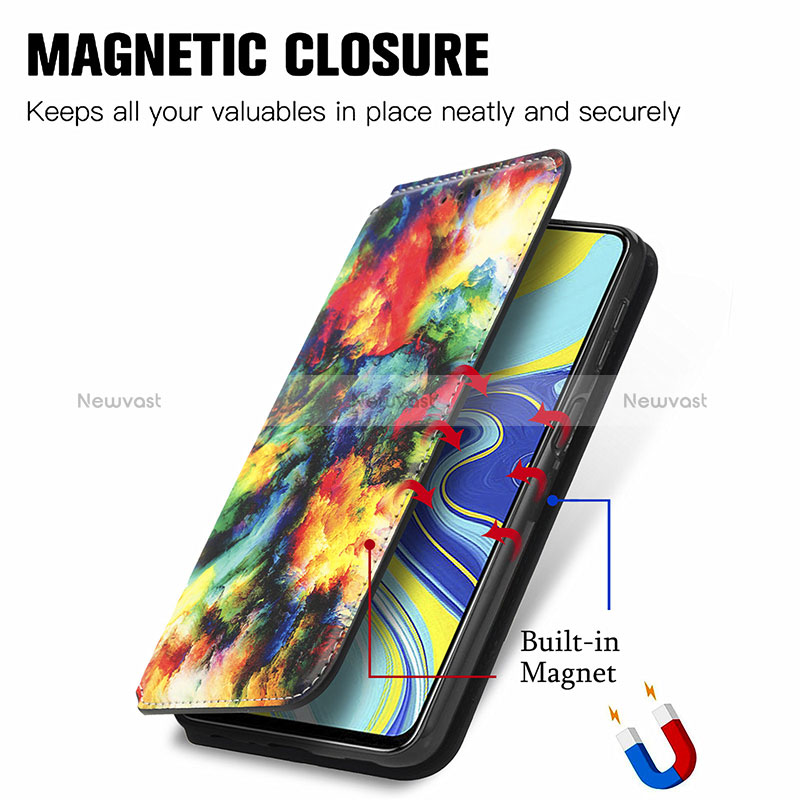 Leather Case Stands Fashionable Pattern Flip Cover Holder S02D for Xiaomi Redmi Note 9 Pro Max
