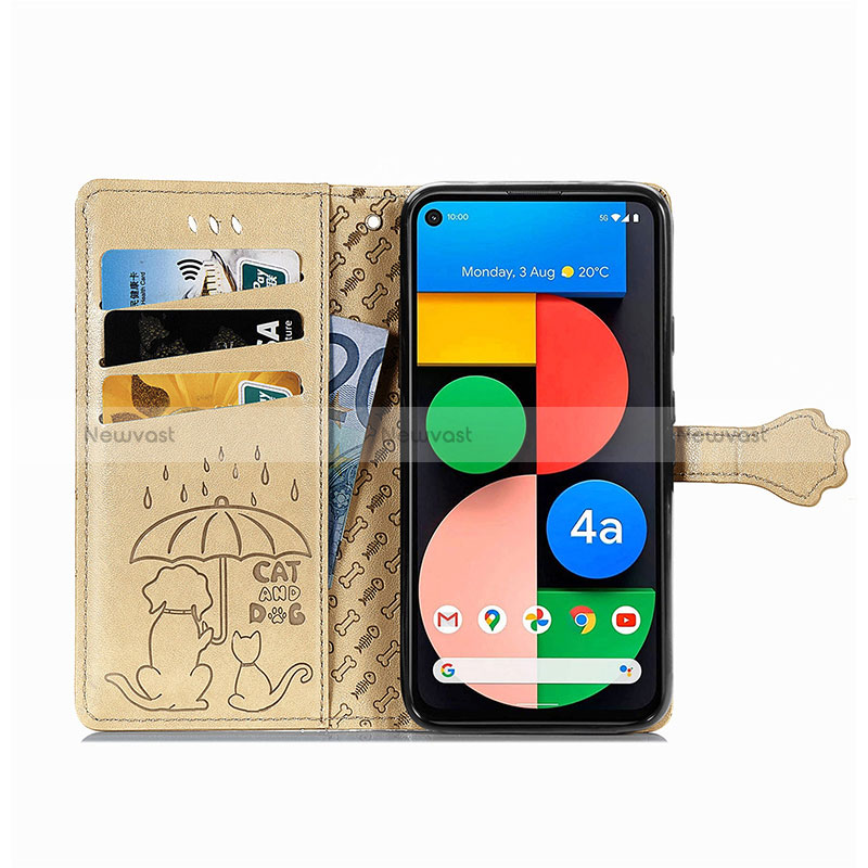 Leather Case Stands Fashionable Pattern Flip Cover Holder S03D for Google Pixel 4a 5G