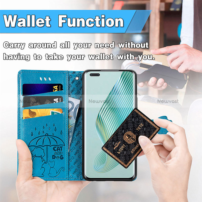 Leather Case Stands Fashionable Pattern Flip Cover Holder S03D for Huawei Honor Magic5 Pro 5G