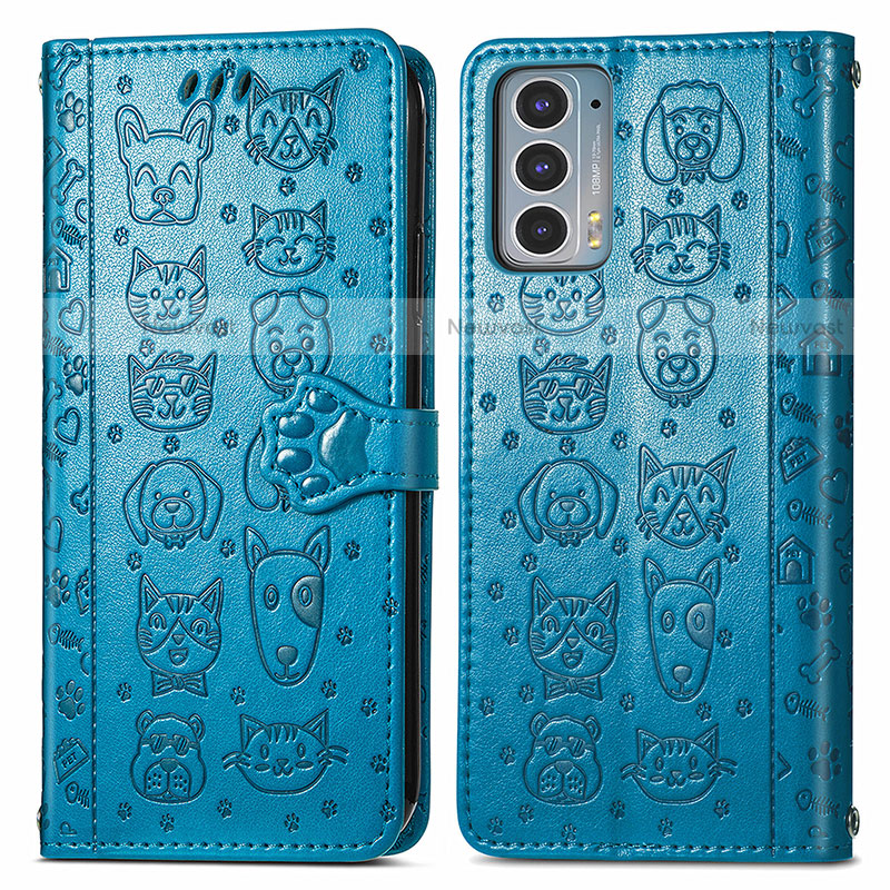 Leather Case Stands Fashionable Pattern Flip Cover Holder S03D for Motorola Moto Edge 20 5G