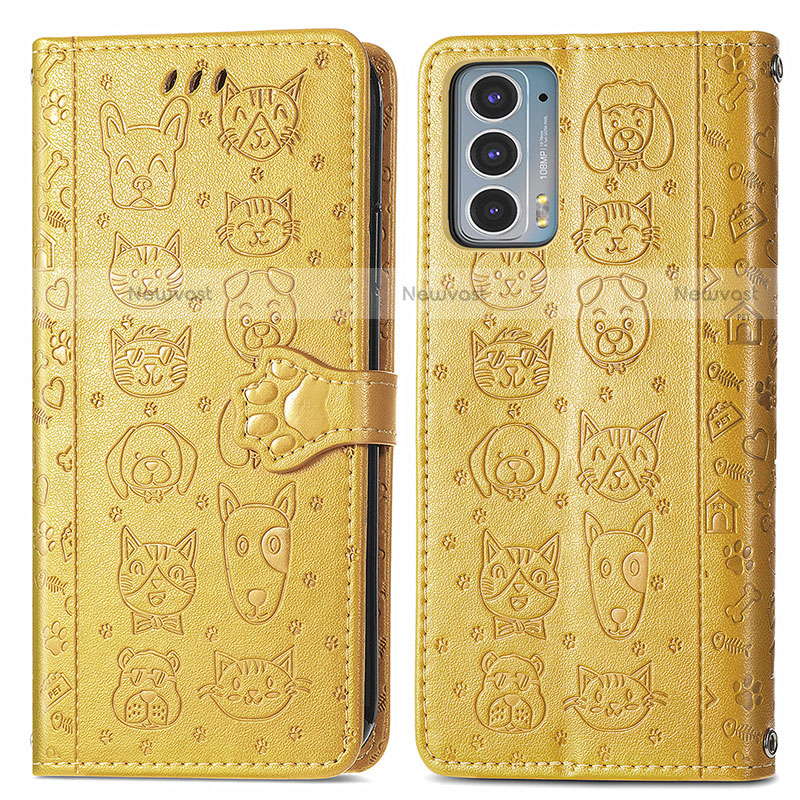 Leather Case Stands Fashionable Pattern Flip Cover Holder S03D for Motorola Moto Edge 20 5G