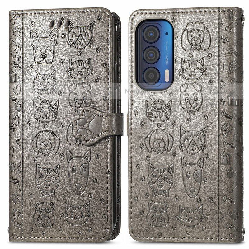 Leather Case Stands Fashionable Pattern Flip Cover Holder S03D for Motorola Moto Edge (2021) 5G