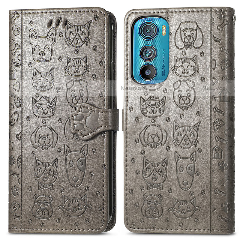 Leather Case Stands Fashionable Pattern Flip Cover Holder S03D for Motorola Moto Edge 30 5G