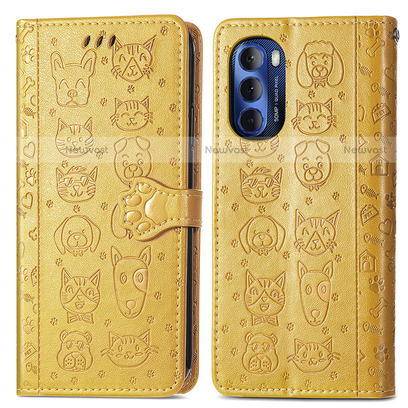 Leather Case Stands Fashionable Pattern Flip Cover Holder S03D for Motorola Moto G Stylus (2022) 4G