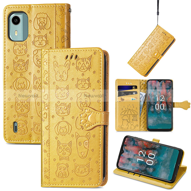 Leather Case Stands Fashionable Pattern Flip Cover Holder S03D for Nokia C12