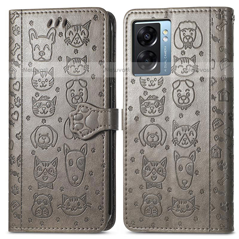Leather Case Stands Fashionable Pattern Flip Cover Holder S03D for OnePlus Nord N300 5G