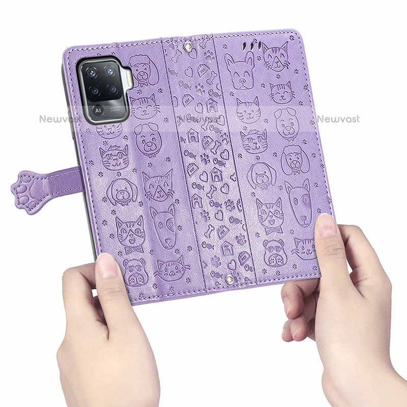 Leather Case Stands Fashionable Pattern Flip Cover Holder S03D for Oppo F19 Pro