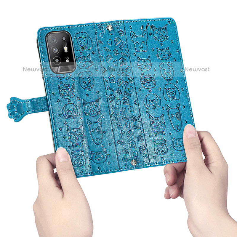 Leather Case Stands Fashionable Pattern Flip Cover Holder S03D for Oppo F19 Pro+ Plus 5G