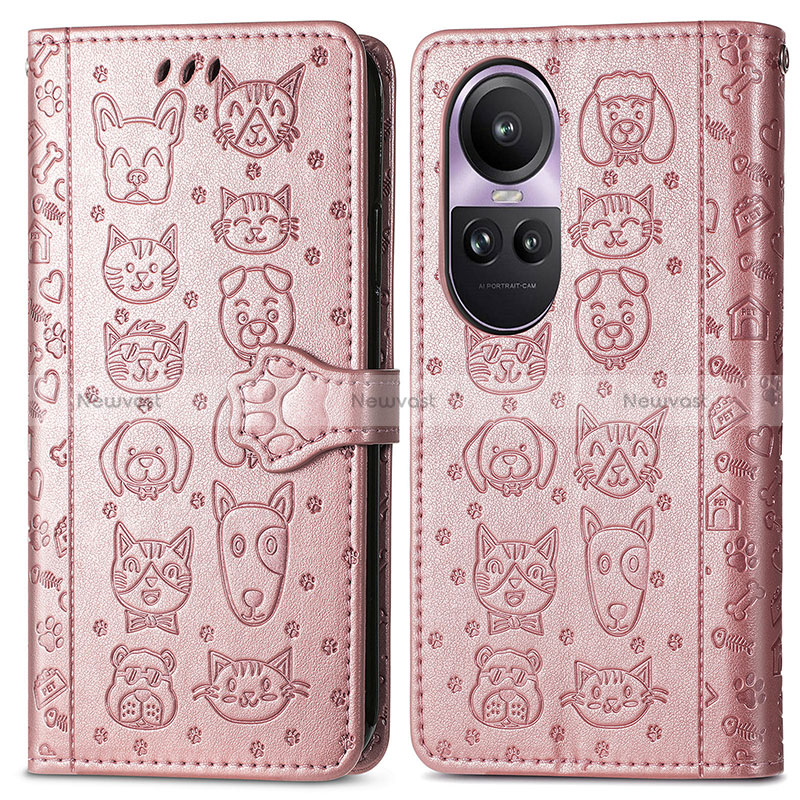 Leather Case Stands Fashionable Pattern Flip Cover Holder S03D for Oppo Reno10 5G