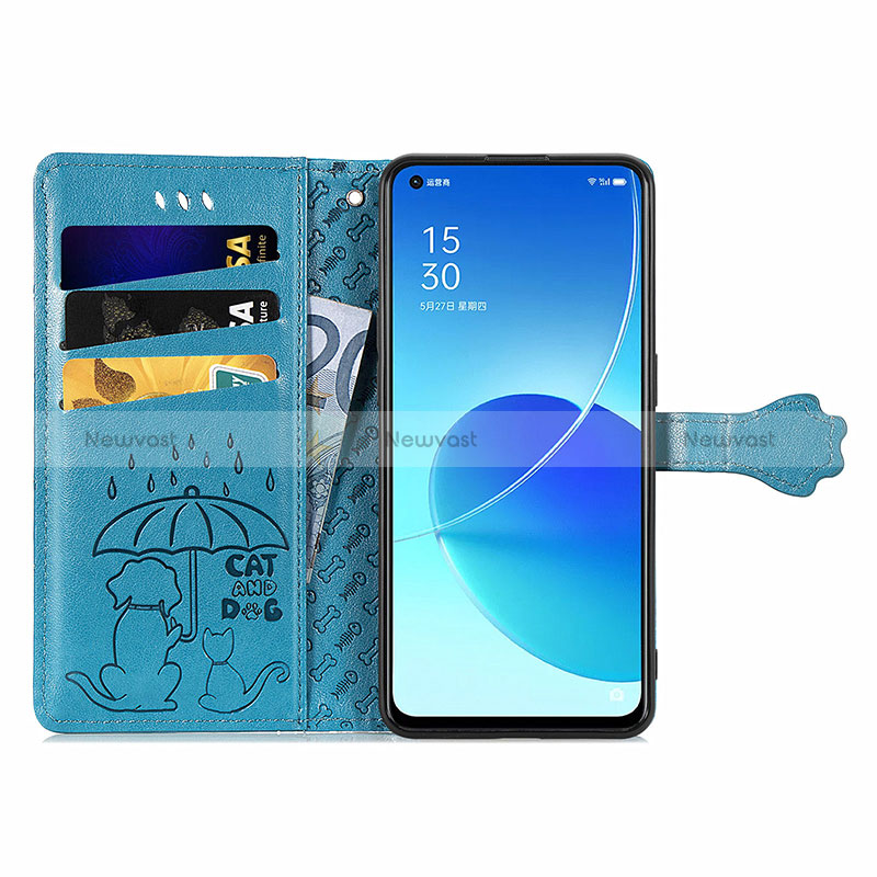 Leather Case Stands Fashionable Pattern Flip Cover Holder S03D for Oppo Reno6 5G