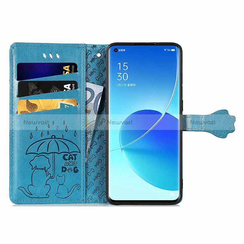 Leather Case Stands Fashionable Pattern Flip Cover Holder S03D for Oppo Reno6 Pro 5G