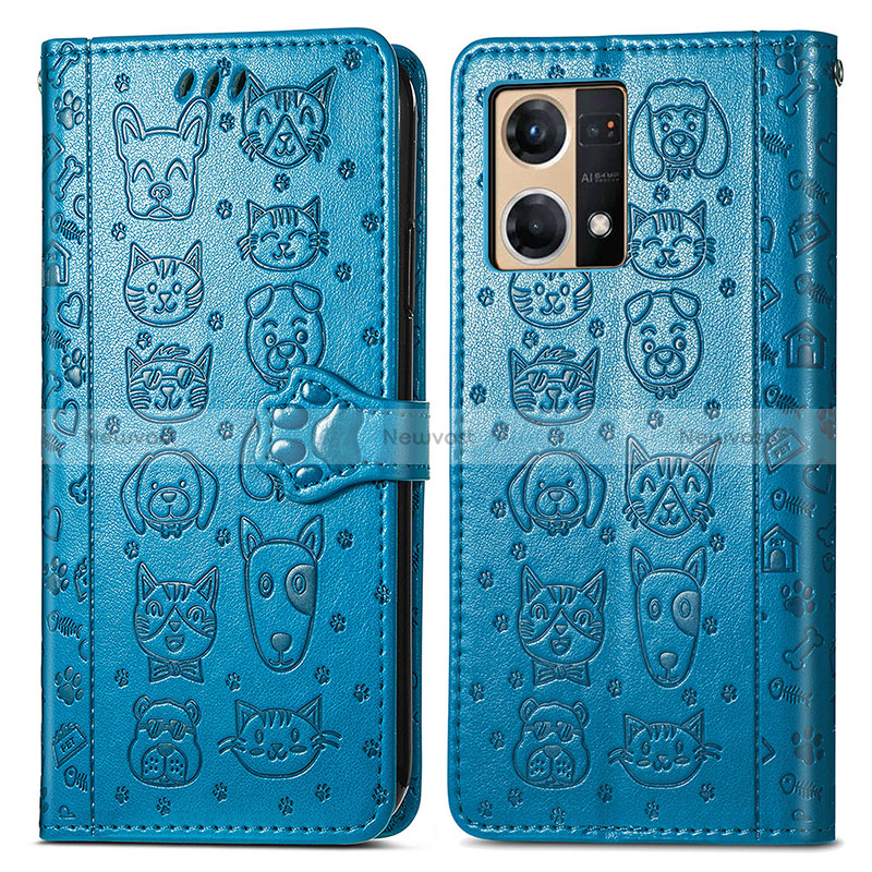 Leather Case Stands Fashionable Pattern Flip Cover Holder S03D for Oppo Reno7 4G
