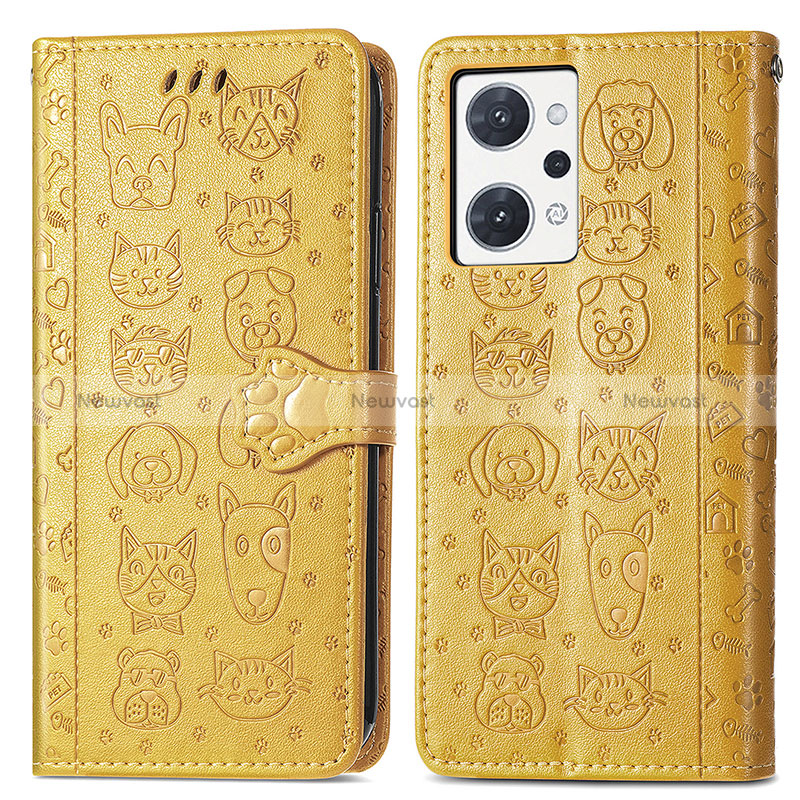 Leather Case Stands Fashionable Pattern Flip Cover Holder S03D for Oppo Reno7 A