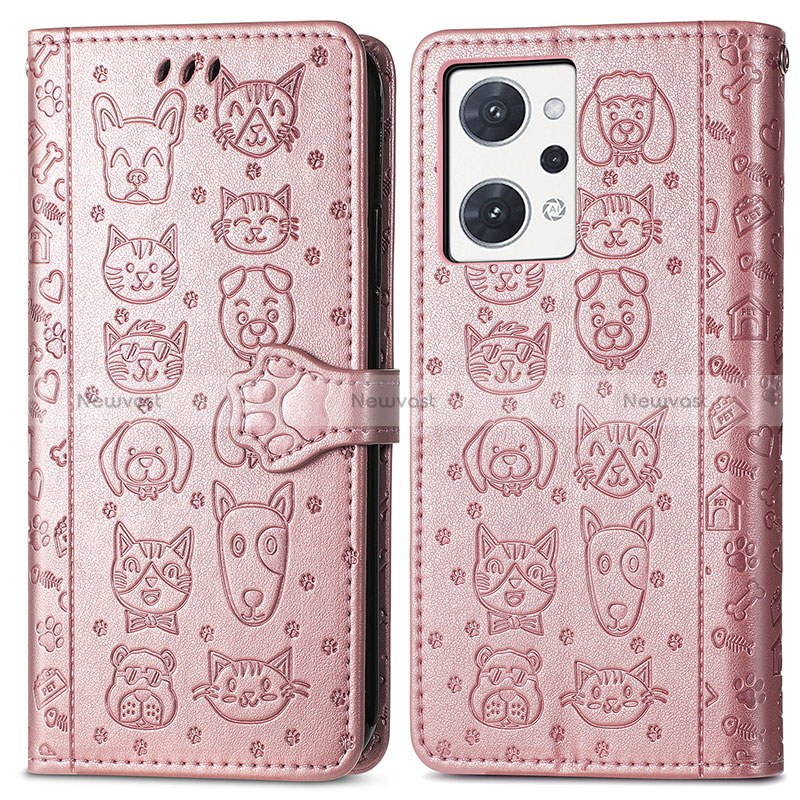 Leather Case Stands Fashionable Pattern Flip Cover Holder S03D for Oppo Reno7 A