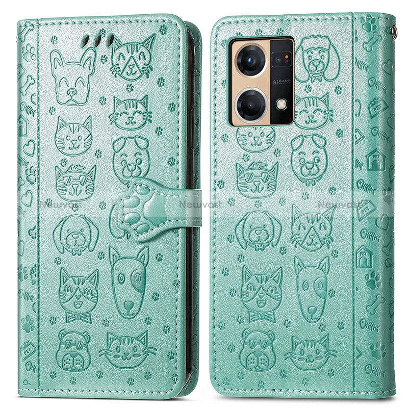Leather Case Stands Fashionable Pattern Flip Cover Holder S03D for Oppo Reno8 4G