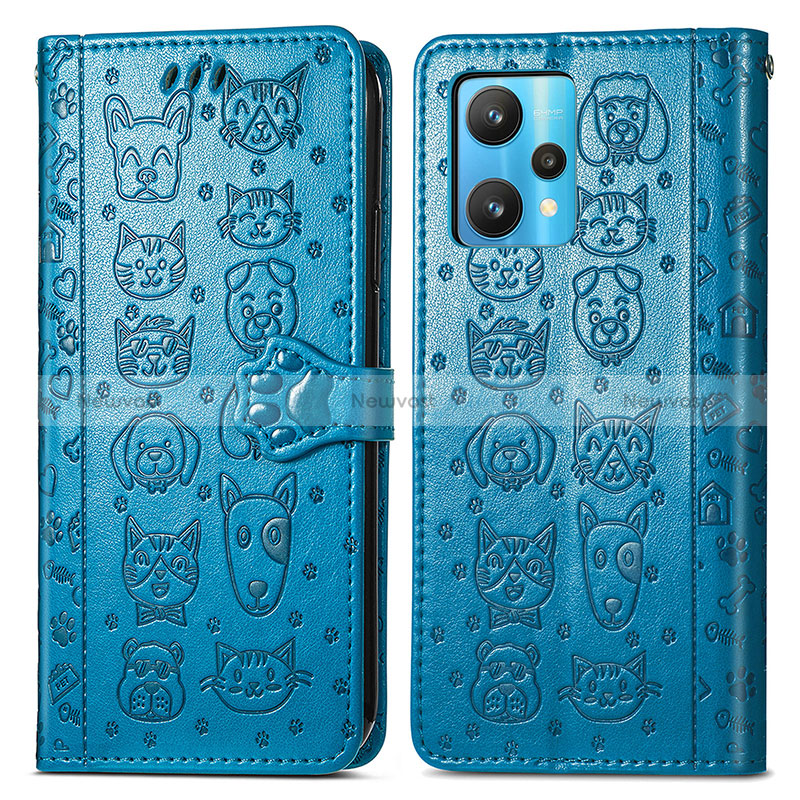 Leather Case Stands Fashionable Pattern Flip Cover Holder S03D for Realme 9 5G