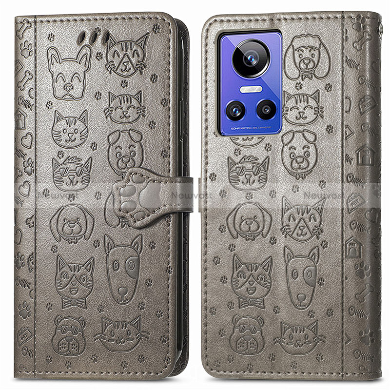 Leather Case Stands Fashionable Pattern Flip Cover Holder S03D for Realme GT Neo3 5G