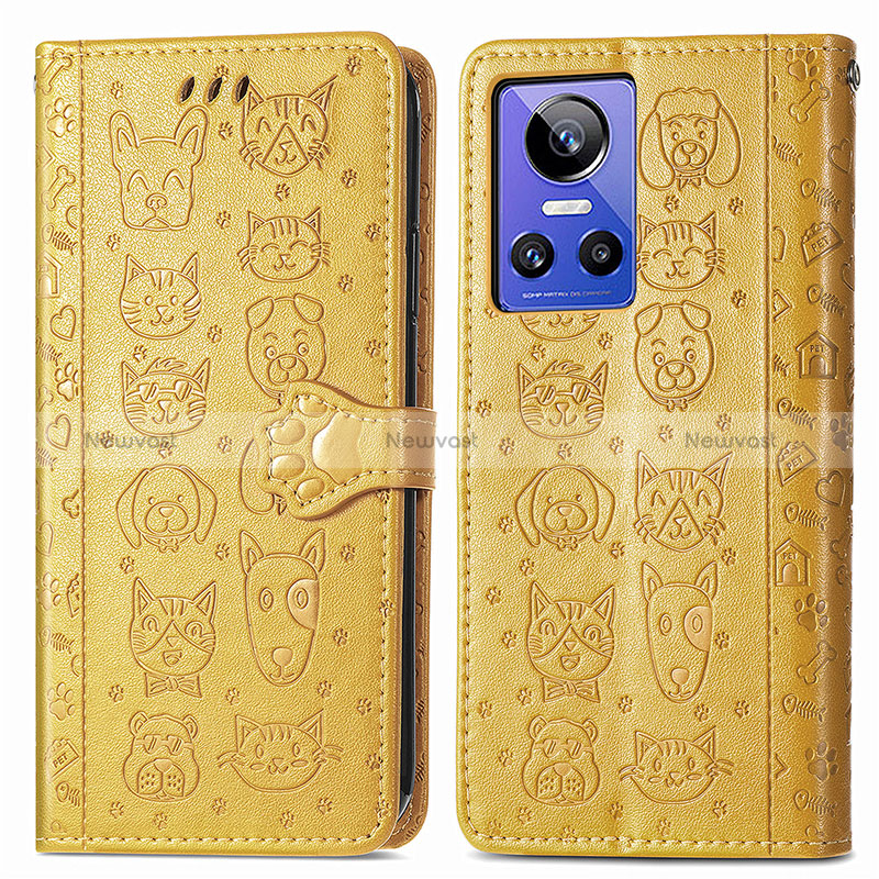 Leather Case Stands Fashionable Pattern Flip Cover Holder S03D for Realme GT Neo3 5G