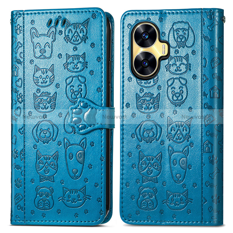 Leather Case Stands Fashionable Pattern Flip Cover Holder S03D for Realme Narzo N55