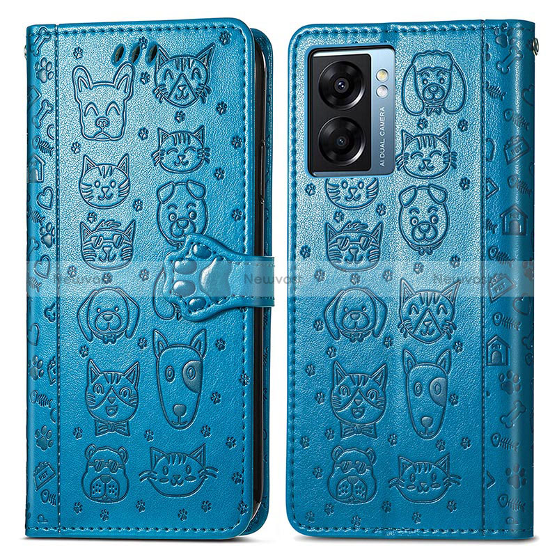 Leather Case Stands Fashionable Pattern Flip Cover Holder S03D for Realme V23 5G
