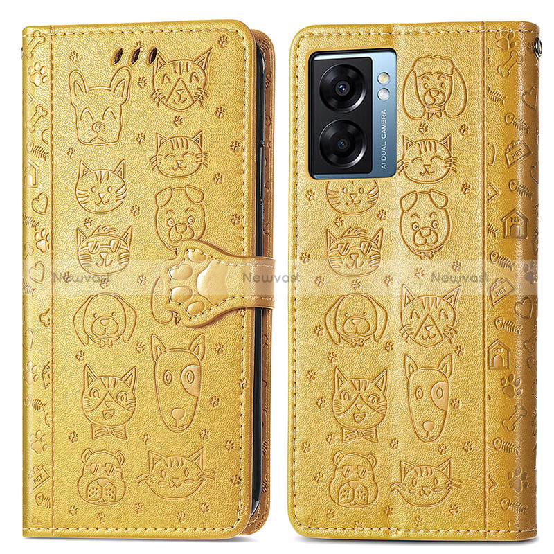 Leather Case Stands Fashionable Pattern Flip Cover Holder S03D for Realme V23 5G