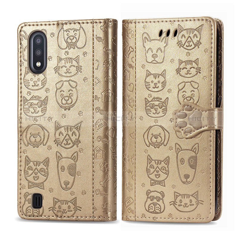 Leather Case Stands Fashionable Pattern Flip Cover Holder S03D for Samsung Galaxy A01 SM-A015