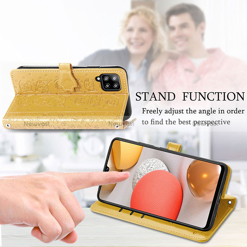 Leather Case Stands Fashionable Pattern Flip Cover Holder S03D for Samsung Galaxy A42 5G