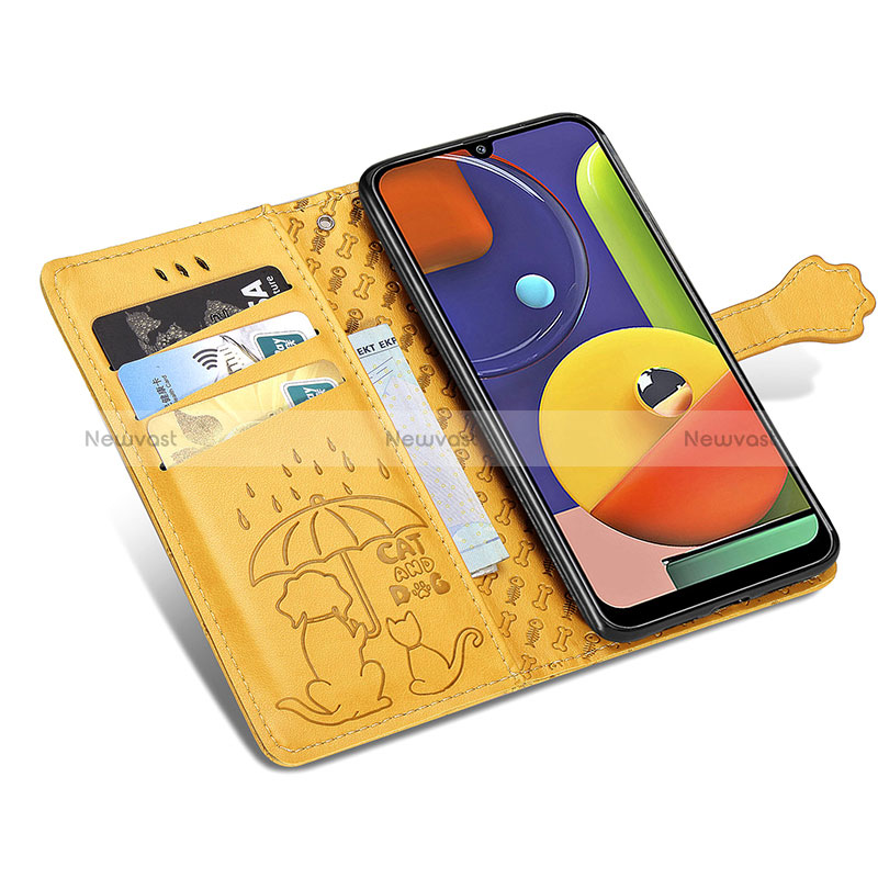 Leather Case Stands Fashionable Pattern Flip Cover Holder S03D for Samsung Galaxy A50S