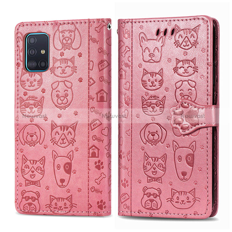 Leather Case Stands Fashionable Pattern Flip Cover Holder S03D for Samsung Galaxy A51 5G