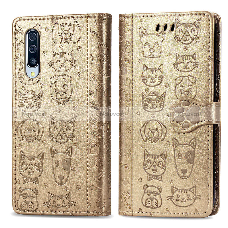 Leather Case Stands Fashionable Pattern Flip Cover Holder S03D for Samsung Galaxy A70