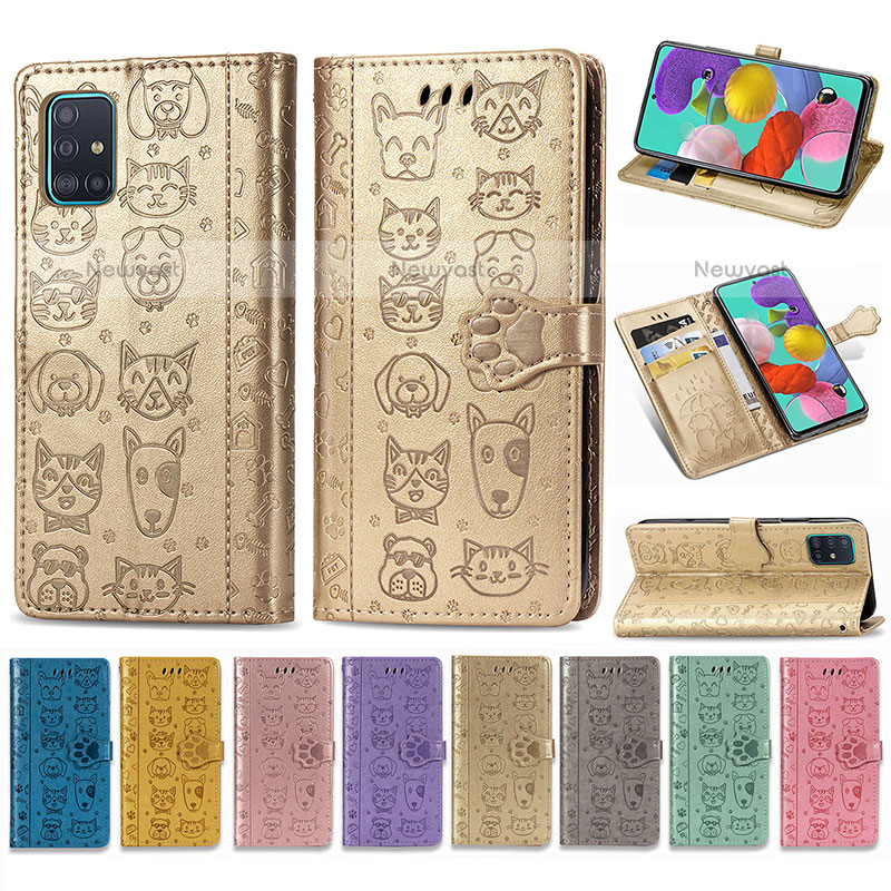 Leather Case Stands Fashionable Pattern Flip Cover Holder S03D for Samsung Galaxy A71 4G A715