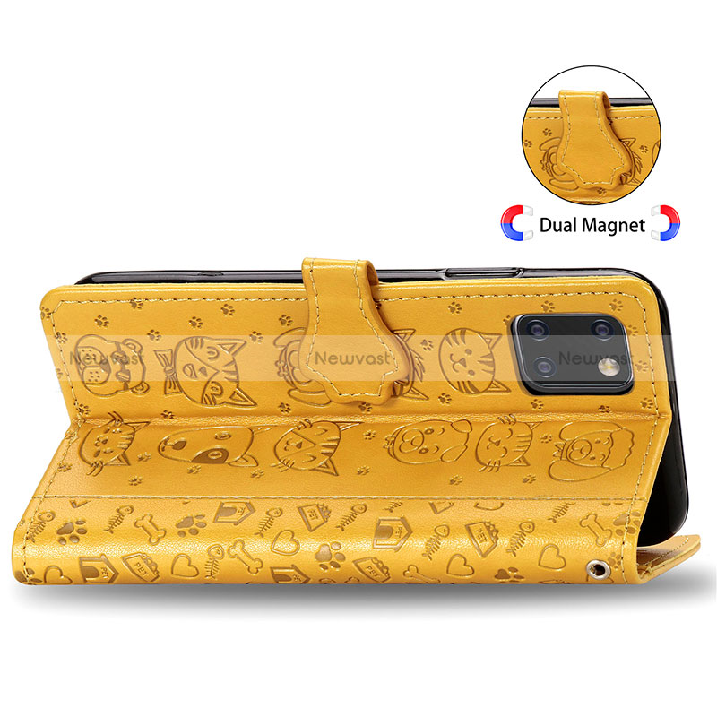 Leather Case Stands Fashionable Pattern Flip Cover Holder S03D for Samsung Galaxy A81